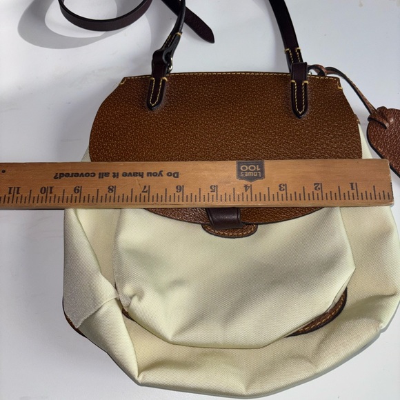 Vintage Dooney and Bourke Leather and Nylon Crossbody Bag offwhite/brown NWOT - Picture 4 of 6